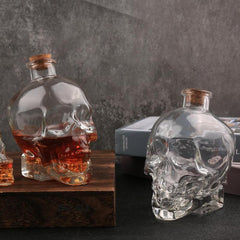 Skull Decanter Crystal Glass Liquor Bottle 750ml Whiskey Bourbon Gothic Wood Cor