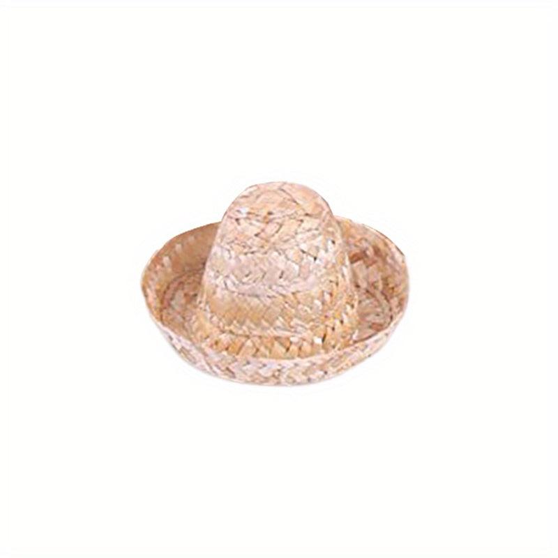 Mini Mexican Straw Hat for Wine Bottle Decoration