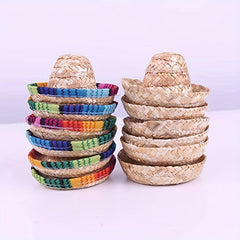 Mini Mexican Straw Hat for Wine Bottle Decoration