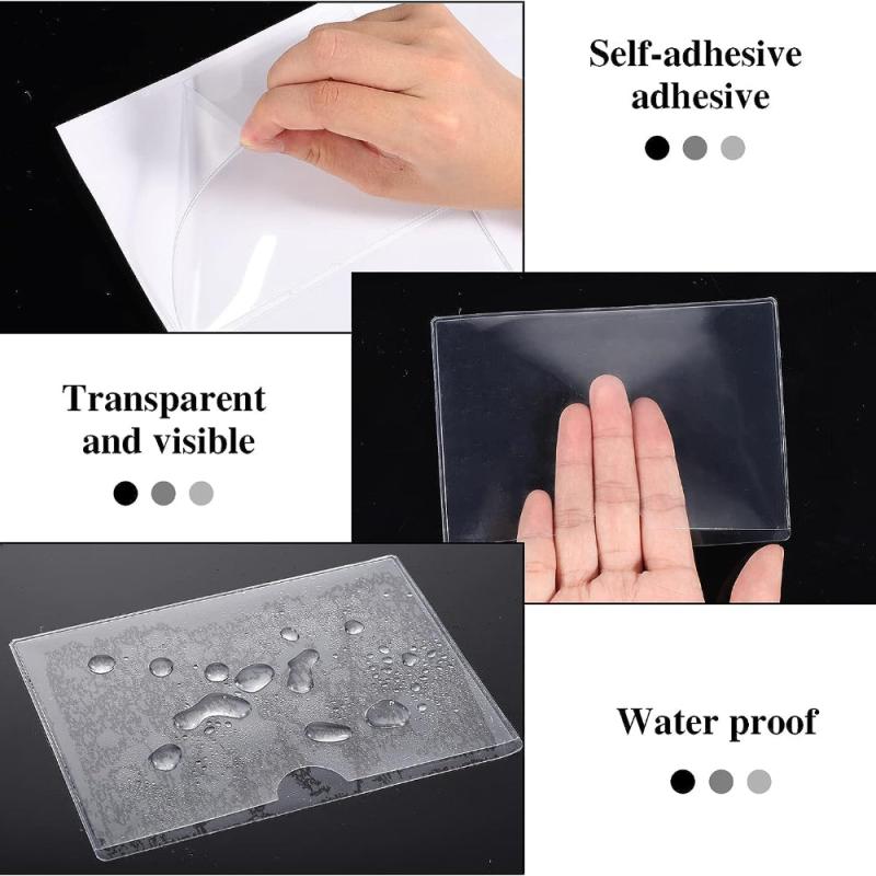 20pcs Index Card Pockets Clear Plastic Labels Holders Organizing Storage