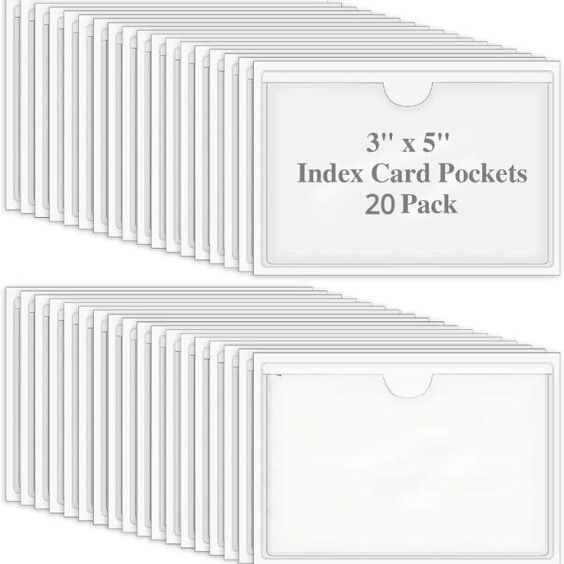 20pcs Index Card Pockets Clear Plastic Labels Holders Organizing Storage