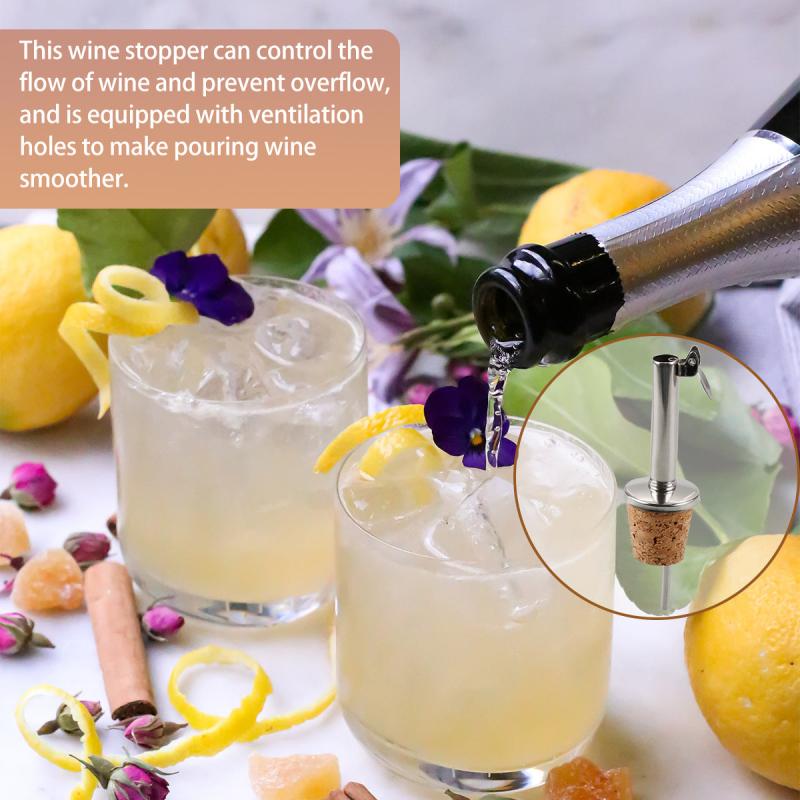 4pcs Stainless Steel Wine Stopper Pourers with Dust Cap