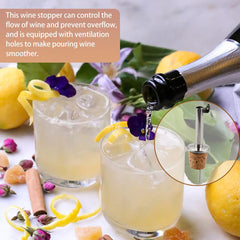 4pcs Stainless Steel Wine Stopper Pourers with Dust Cap
