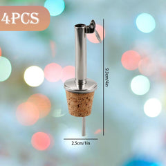 4pcs Stainless Steel Wine Stopper Pourers with Dust Cap