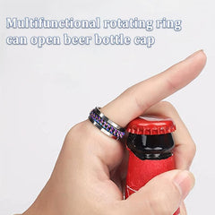 Rotatable Ring Bottle Opener Titanium Stainless Steel Accessory