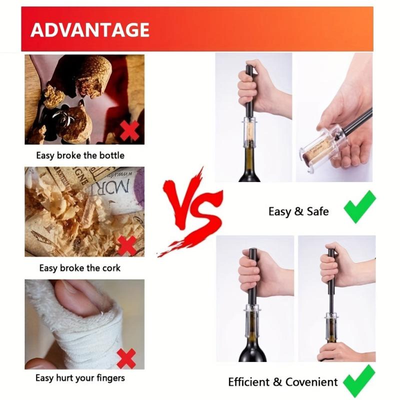 4pcs Air Pressure Bottle Opener Set with Foil Cutter Aerator Pourer Vacuum