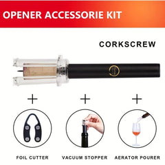 4pcs Air Pressure Bottle Opener Set with Foil Cutter Aerator Pourer Vacuum