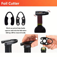 4pcs Air Pressure Bottle Opener Set with Foil Cutter Aerator Pourer Vacuum