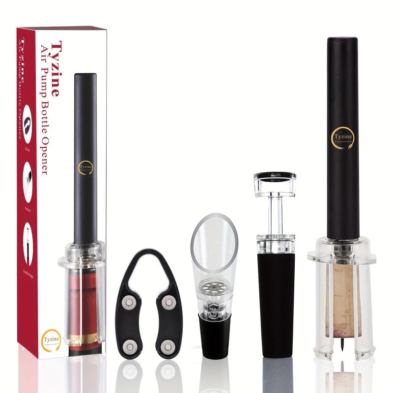 4pcs Air Pressure Bottle Opener Set with Foil Cutter Aerator Pourer Vacuum