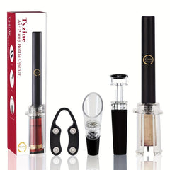 4pcs Air Pressure Bottle Opener Set with Foil Cutter Aerator Pourer Vacuum