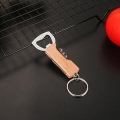 Stainless Steel Wood Handle Bottle Opener 3 in 1 Pocket Can Opener