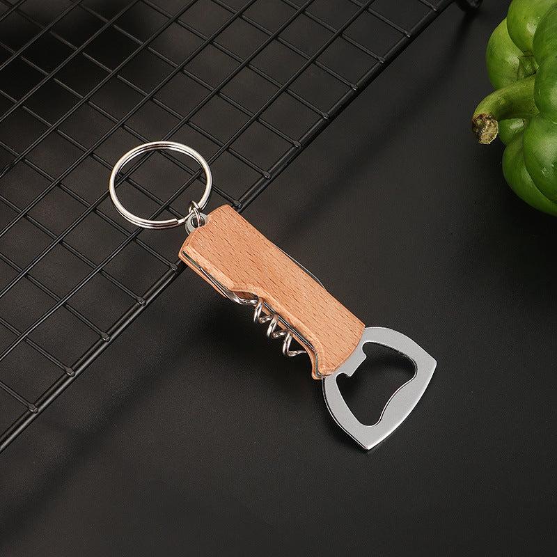 Stainless Steel Wood Handle Bottle Opener 3 in 1 Pocket Can Opener