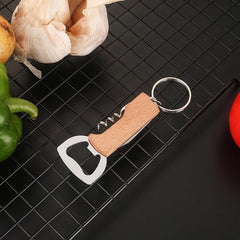 Stainless Steel Wood Handle Bottle Opener 3 in 1 Pocket Can Opener