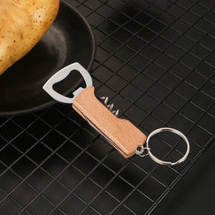Stainless Steel Wood Handle Bottle Opener 3 in 1 Pocket Can Opener
