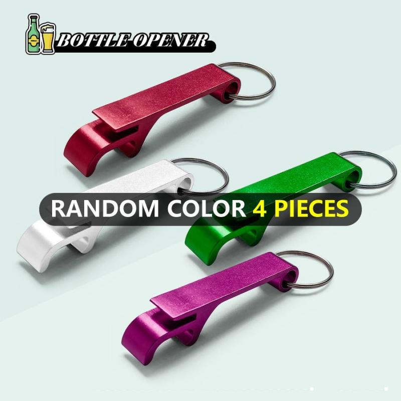 4pcs Mini Beer Bottle Opener Key Chain Ring Hanging Ornaments
