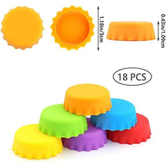 18pcs Silicone Reusable Beer Bottle Caps For Home Brewing Wine Soda Bottles