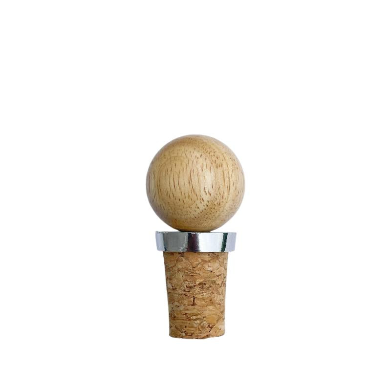 Wooden Sphere Wine Cork Bottle Stopper Drink Saver for Home Bar Pub Club