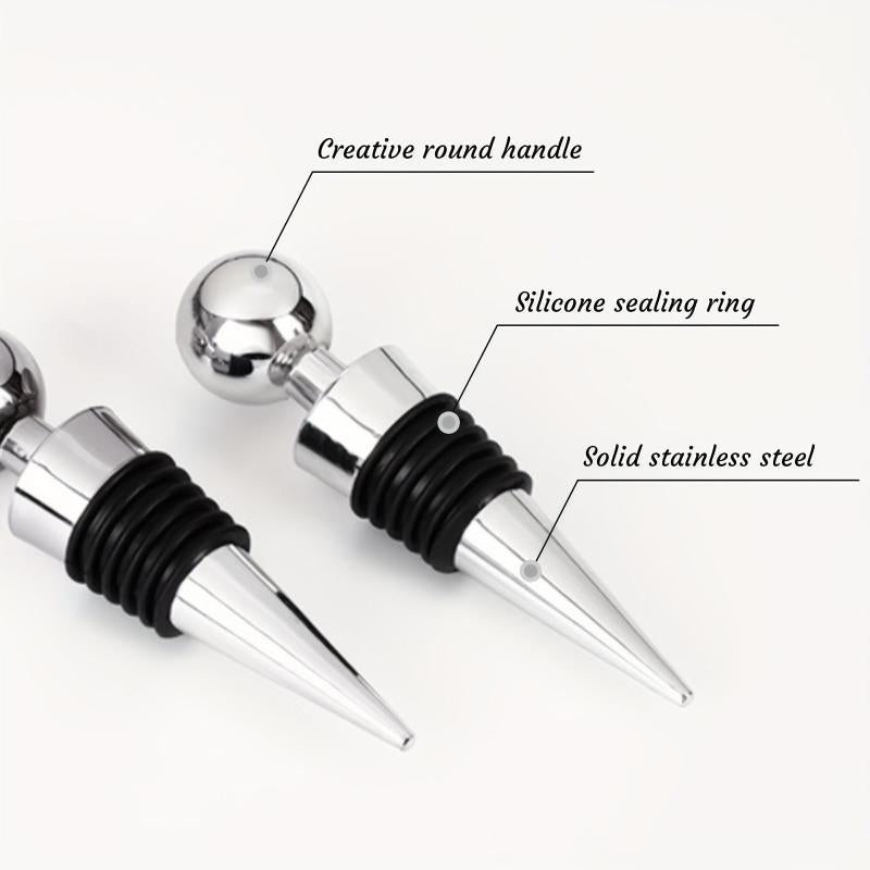 2pcs Metal Wine Stoppers Reusable Wine Cork
