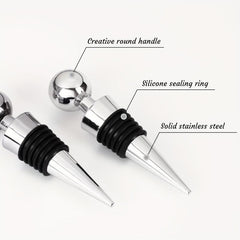 2pcs Metal Wine Stoppers Reusable Wine Cork
