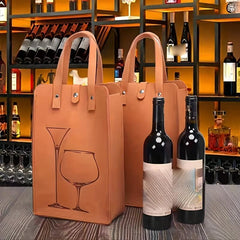 Felt Double Wine Bag Wine Carrier Tote Bag Reusable Bottle Gift Bag
