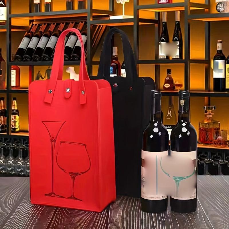 Felt Double Wine Bag Wine Carrier Tote Bag Reusable Bottle Gift Bag