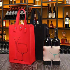 Felt Double Wine Bag Wine Carrier Tote Bag Reusable Bottle Gift Bag