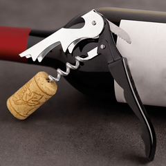 2pcs Wine Bottle Opener & Stopper Set Aluminum Foil Cutter Manual Wine Key