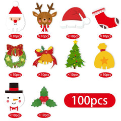 100pcs Christmas Theme Wine Glass Decoration Cards