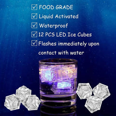 12pcs Colorful Glowing Ice Cubes with Changing Lights