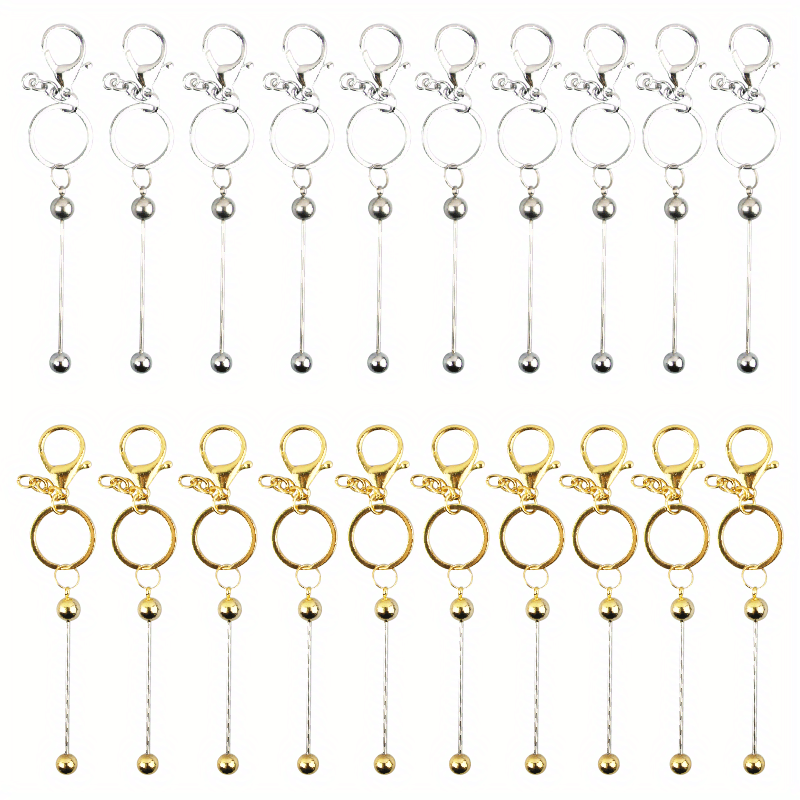20pcs Beadable Keychain DIY Jewelry Crafts Accessories Various Colors