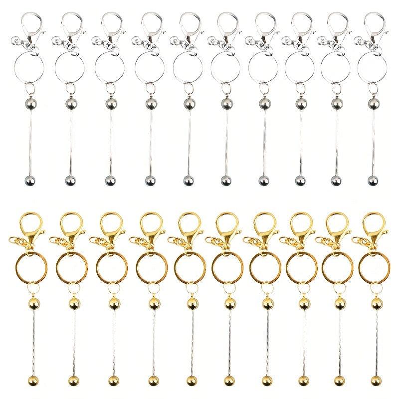 20pcs Beadable Keychain DIY Jewelry Crafts Accessories Various Colors