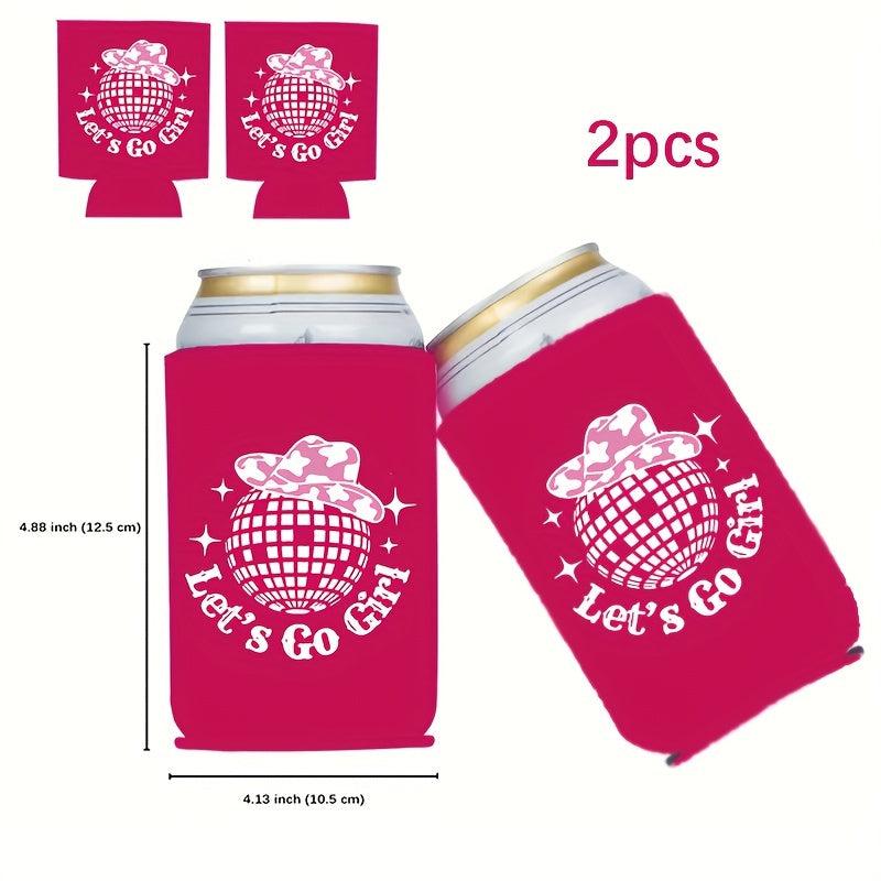 2pcs Can Cooler Disco Drink Cover Bridal Shower Neoprene Beverage Holder