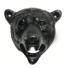Retro Cast Iron Bear Head Bottle Opener Wall Mounted Durable