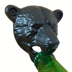 Retro Cast Iron Bear Head Bottle Opener Wall Mounted Durable