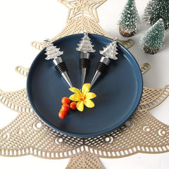 Christmas Series Wine Bottle Stopper Golden Silvery Tree Decoration