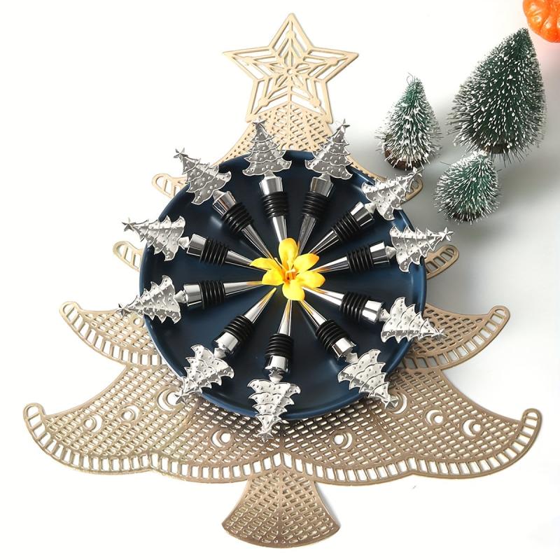 Christmas Series Wine Bottle Stopper Golden Silvery Tree Decoration