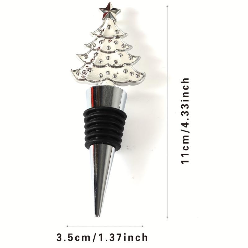 Christmas Series Wine Bottle Stopper Golden Silvery Tree Decoration