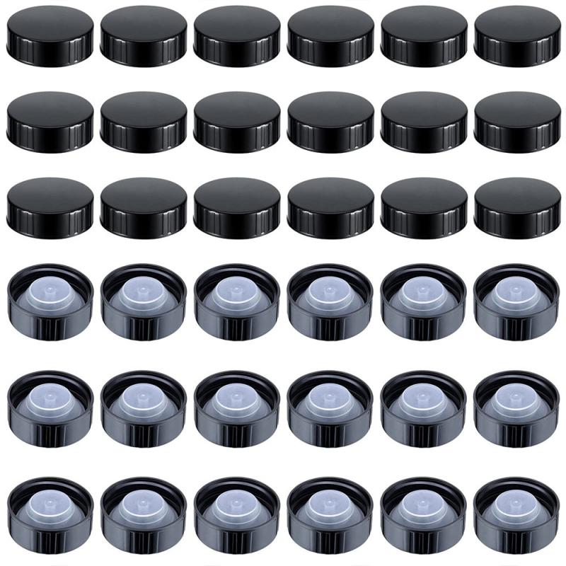 24pcs Amber Boston Round Glass Beer Bottles Seal Screw Caps