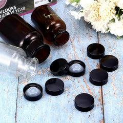 24pcs Amber Boston Round Glass Beer Bottles Seal Screw Caps