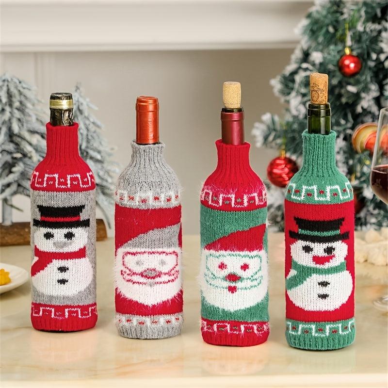 Christmas Wine Bottle Cover Knitted Wool Xmas Party Decor