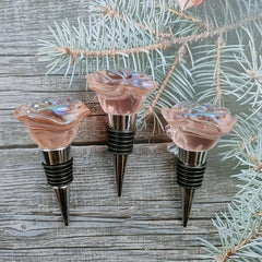Crystal Rose Wine Stopper Set of 6 - Wedding Gift & Decoration