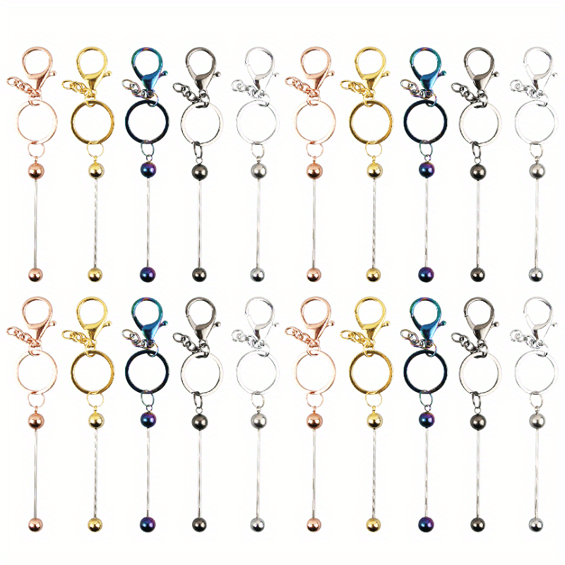 20pcs Beadable Keychain for DIY Pendants Various Colors