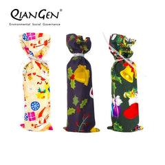 3pcs Christmas Wine Bottle Bags w/ Drawstring