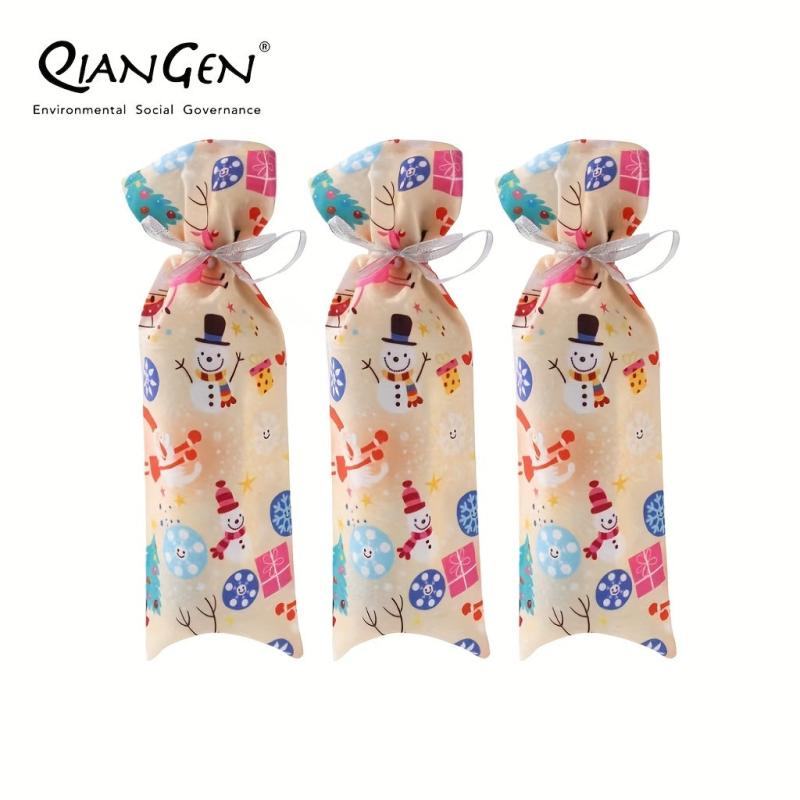 3pcs Christmas Wine Bottle Bags w/ Drawstring