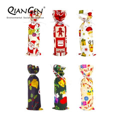 3pcs Christmas Wine Bottle Bags w/ Drawstring