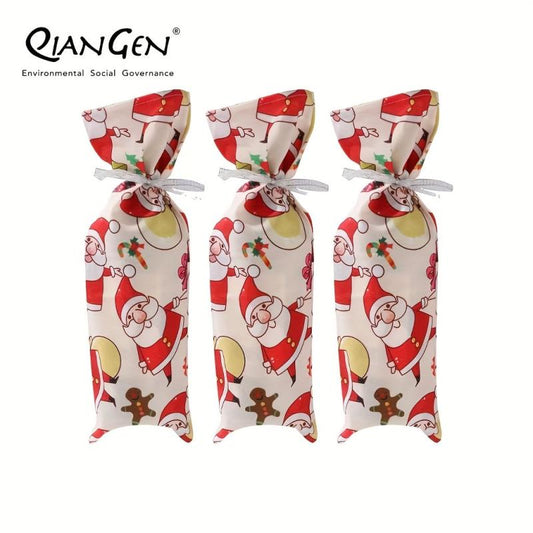 3pcs Christmas Wine Bottle Bags w/ Drawstring