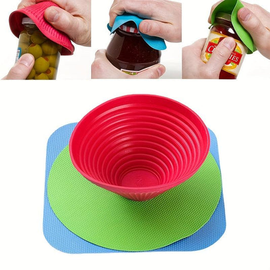 3pcs Anti-slip Rubber Twist Bottle Cap Reusable Can Opener Accessory