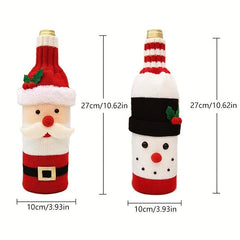 2pcs Santa Claus Wine Bottle Cover Christmas Knitted Champagne Protector
