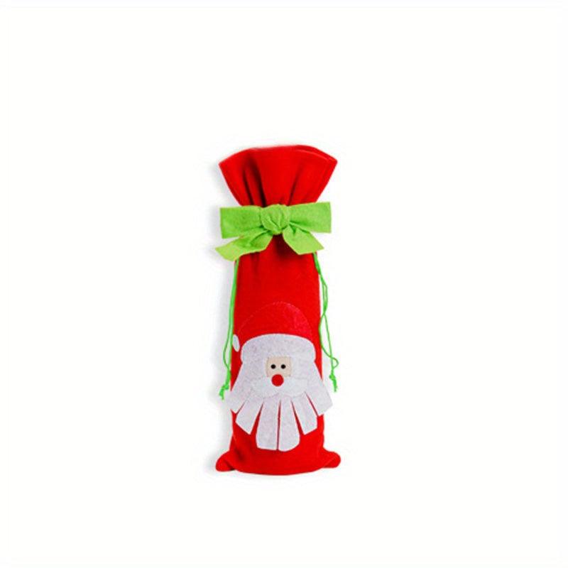 2pcs Santa Claus Wine Bottle Cover Christmas Knitted Champagne Protector