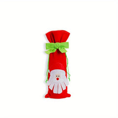 2pcs Santa Claus Wine Bottle Cover Christmas Knitted Champagne Protector